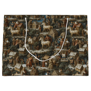 Christmas Pattern  Vintage Art Large Gift Bag