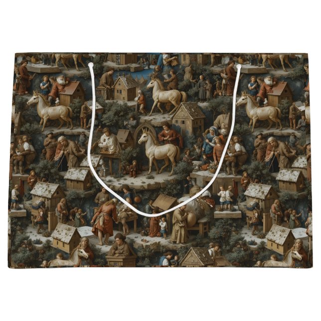 Christmas Pattern  Vintage Art Large Gift Bag (Front)