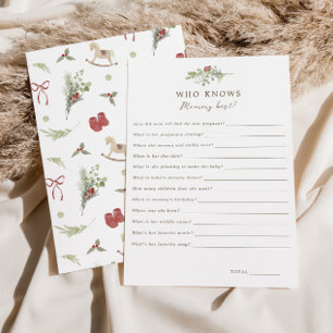 Christmas Pattern Who Knows Mummy Best Game Card