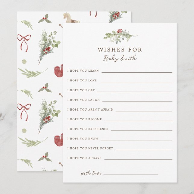 Christmas Pattern Wishes For Baby Card (Front/Back)