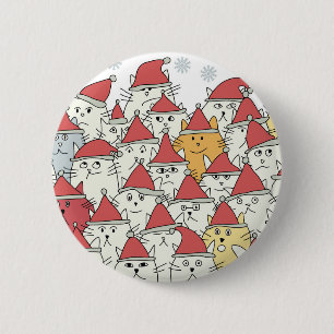 Christmas pattern with a lot of funny cats 6 cm round badge