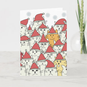 Christmas pattern with a lot of funny cats holiday card
