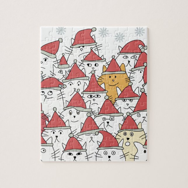 Christmas pattern with a lot of funny cats jigsaw puzzle (Vertical)