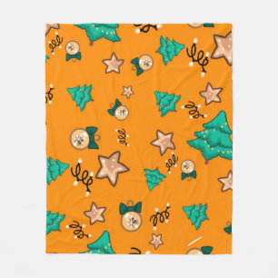 Christmas pattern with candles, Tangerinesbackgrou Fleece Blanket