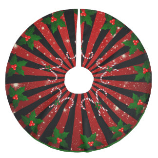 Christmas pattern with candy canes brushed polyester tree skirt