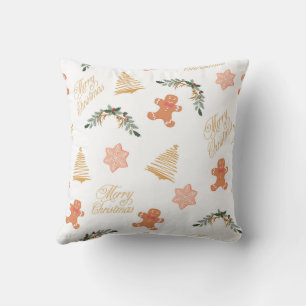 christmas pattern with christmas tree cookies cushion