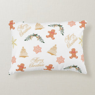 christmas pattern with christmas tree cookies decorative cushion