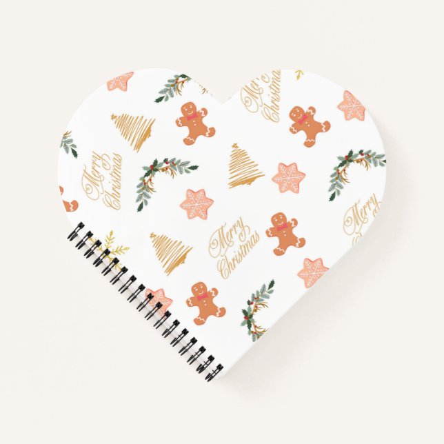 christmas pattern with christmas tree cookies    notebook (Front)
