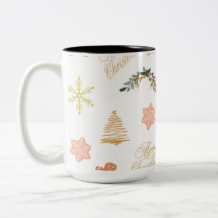 christmas pattern with christmas tree cookies    Two-Tone coffee mug