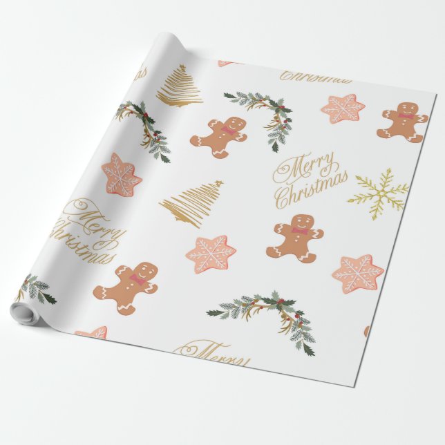 christmas pattern with christmas tree cookies    wrapping paper (Unrolled)