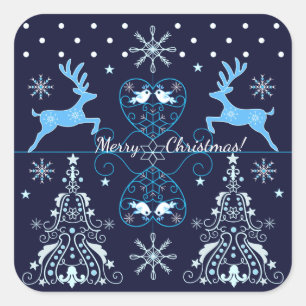 Christmas pattern with custom text square sticker