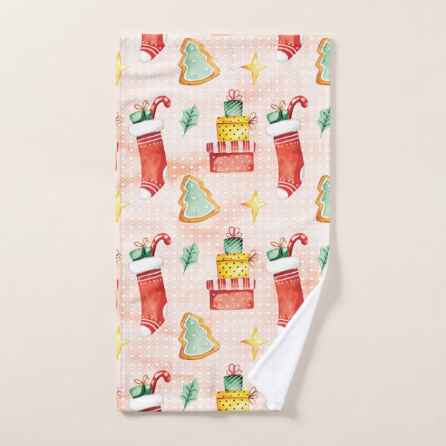 Christmas Pattern With Gifts Hand Towel (Hand Towel)