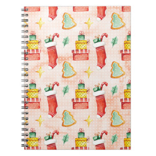Christmas Pattern With Gifts Notebook