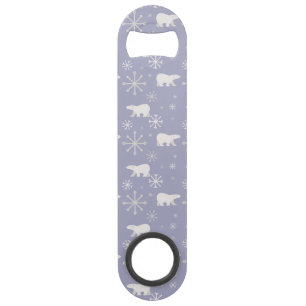 Christmas pattern with polar bears and snowflakes