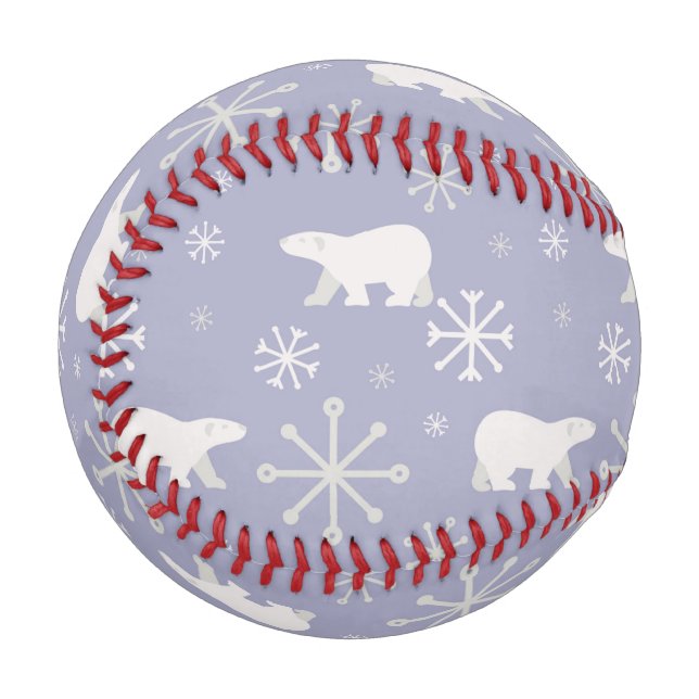 Christmas pattern with polar bears and snowflakes baseball (Front Left)