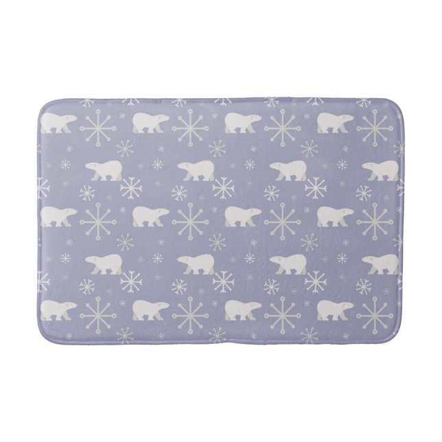 Christmas pattern with polar bears and snowflakes bath mat (Front)