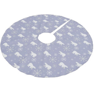 Christmas pattern with polar bears and snowflakes brushed polyester tree skirt