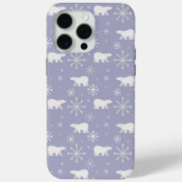 Christmas pattern with polar bears and snowflakes