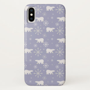 Christmas pattern with polar bears and snowflakes iPhone x case
