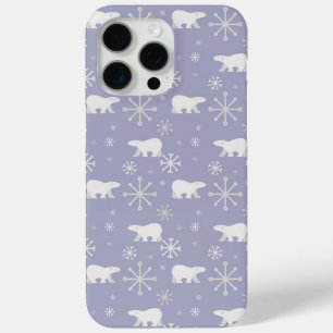 Christmas pattern with polar bears and snowflakes iPhone 15 pro max case