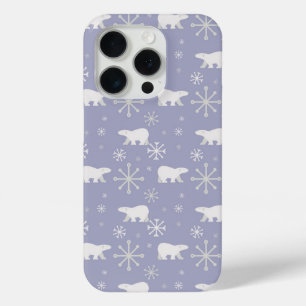Christmas pattern with polar bears and snowflakes iPhone 15 pro case