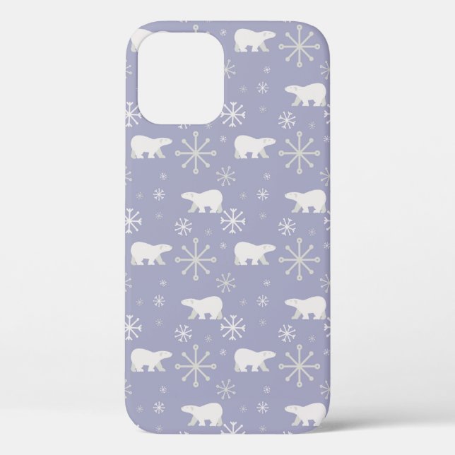 Christmas pattern with polar bears and snowflakes Case-Mate iPhone case (Back)