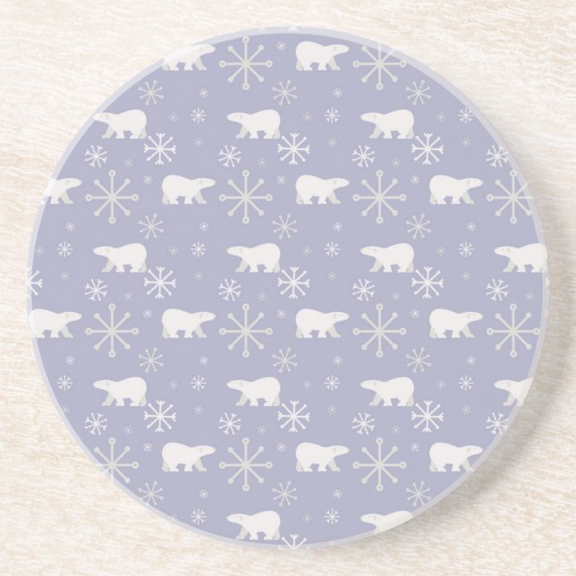 Christmas pattern with polar bears and snowflakes coaster (Front)
