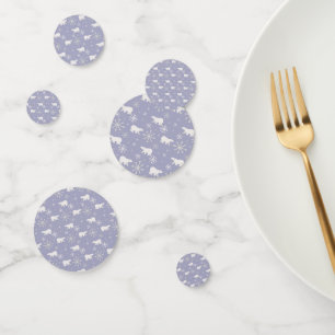 Christmas pattern with polar bears and snowflakes confetti