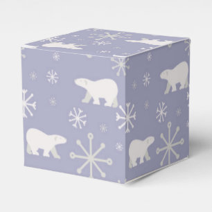 Christmas pattern with polar bears and snowflakes favour box