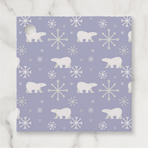 Christmas pattern with polar bears and snowflakes favour tags