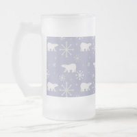 Christmas pattern with polar bears and snowflakes