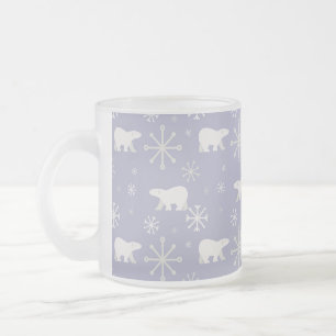 Christmas pattern with polar bears and snowflakes frosted glass coffee mug