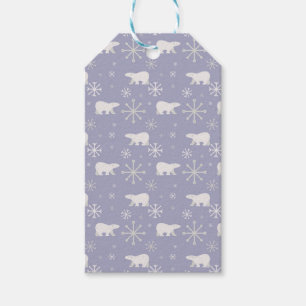 Christmas pattern with polar bears and snowflakes gift tags