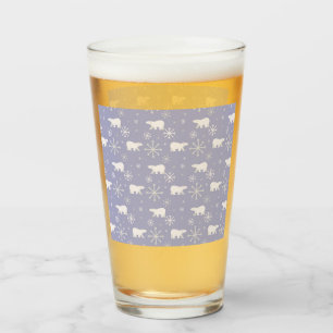 Christmas pattern with polar bears and snowflakes glass