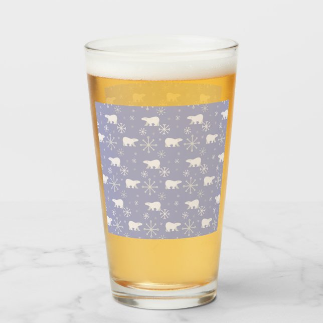 Christmas pattern with polar bears and snowflakes glass (Front Filled)