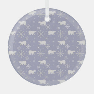 Christmas pattern with polar bears and snowflakes glass tree decoration