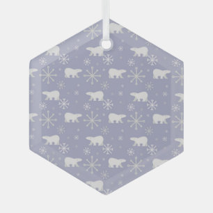 Christmas pattern with polar bears and snowflakes glass tree decoration