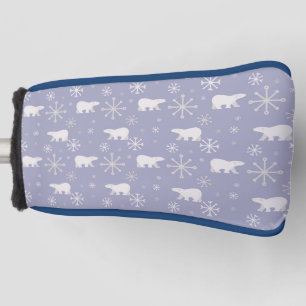 Christmas pattern with polar bears and snowflakes golf head cover