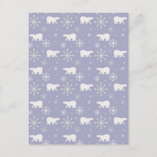 Christmas pattern with polar bears and snowflakes holiday postcard
