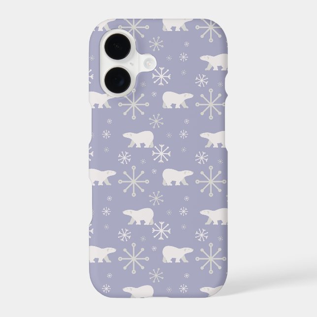 Christmas pattern with polar bears and snowflakes iPhone case (Back)