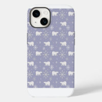 Christmas pattern with polar bears and snowflakes