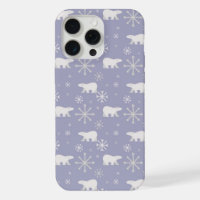 Christmas pattern with polar bears and snowflakes