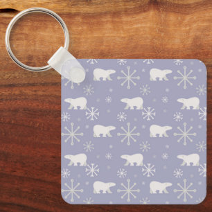 Christmas pattern with polar bears and snowflakes key ring