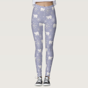 Christmas pattern with polar bears and snowflakes leggings
