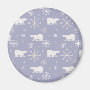 Christmas pattern with polar bears and snowflakes magnet
