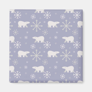 Christmas pattern with polar bears and snowflakes magnet