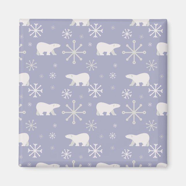 Christmas pattern with polar bears and snowflakes magnet (Front)