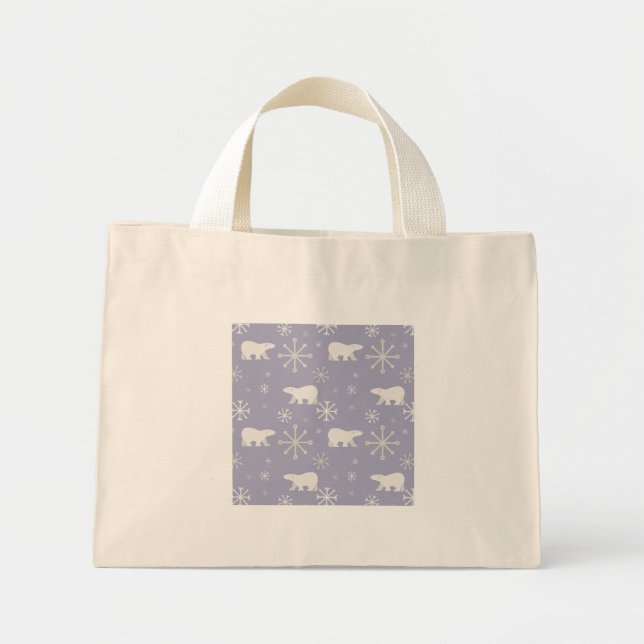 Christmas pattern with polar bears and snowflakes mini tote bag (Front)
