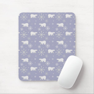 Christmas pattern with polar bears and snowflakes mouse mat