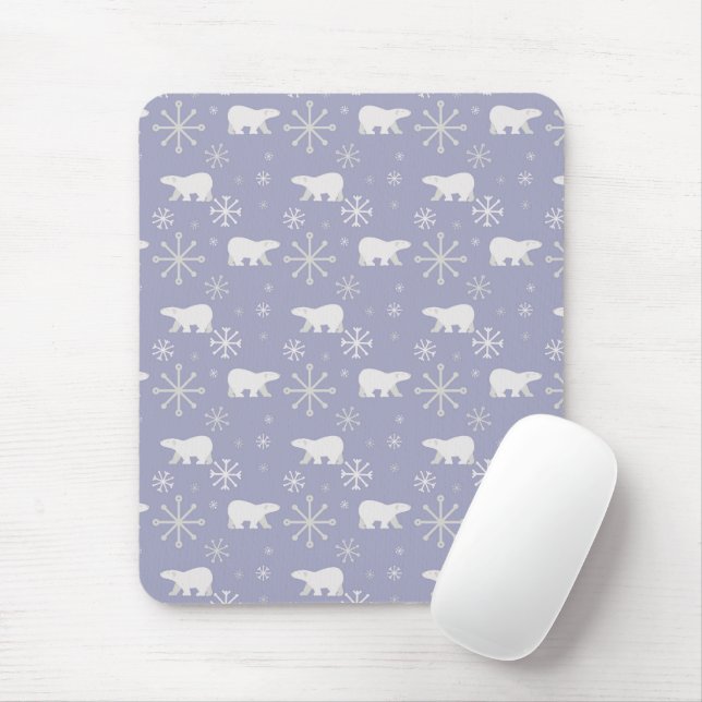 Christmas pattern with polar bears and snowflakes mouse mat (With Mouse)
